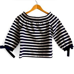 💙 On-Trend 2025💙 
🛥 J. Crew- Nautical Crop Top, Stripes, Tie 3/4 Sleeves. NWT